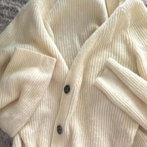 Ganni Cream Yellow Cardigan Alpaca Wool